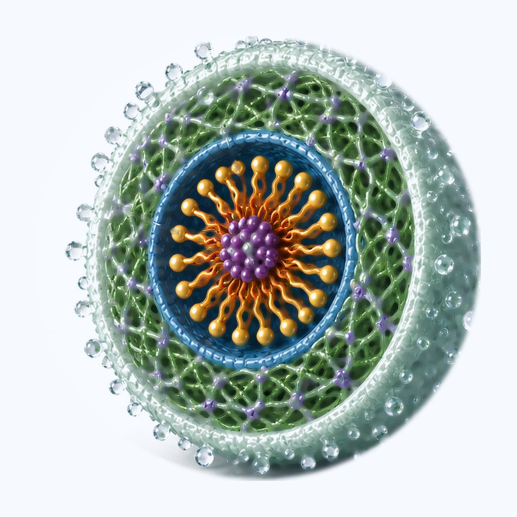 Cross-section of the nano-encapsulated particle